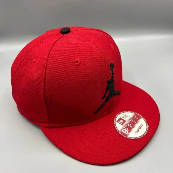 Air Jordan Hat‎ Men Red Embroidered Black Logo 9Fifty New Era Snap Back Cap
